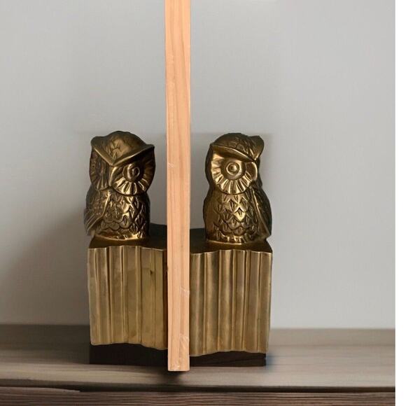 Unbranded Other - Vintage Owl Bookends 6” Brass Night Bird Stands Decor Retro MCM Heavy Solid Gold